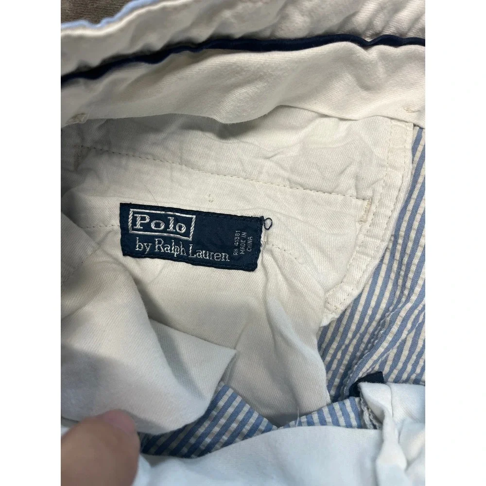 Polo by Ralph Lauren Men's‎ Seersucker Shorts Blue White Striped Size 36